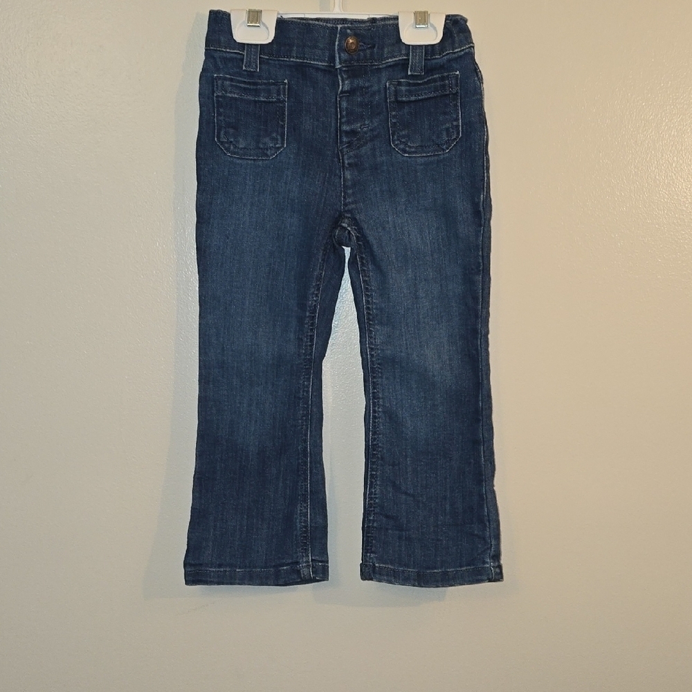 Cat & Jack Kids Blue Jeans Bundle 2 Pairs Flare Adjustable Waist LOT-P